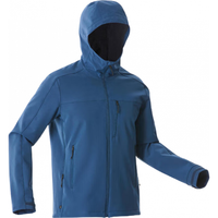 迪卡侬户外休闲衣户外徒步软壳衣防泼水加绒冲锋衣内胆MT500男款 午夜蓝 XL