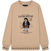 Teenie Weenie小熊女装卫衣2025冬季格纹图案拼接时髦圆领上衣 浅卡其色 S
