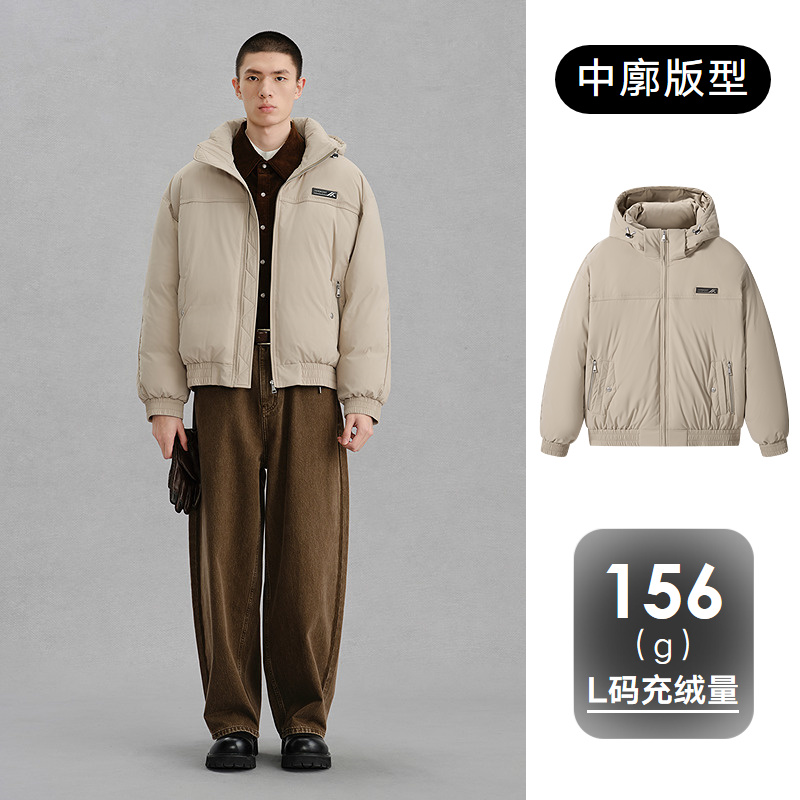 浅卡其连帽短款羽绒服G24XY24031