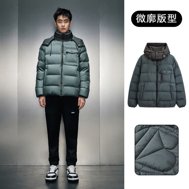 绿色连帽短款羽绒服GEX1D2526194