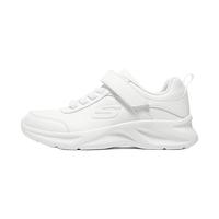 Skechers斯凯奇小黑鞋纯色皮革休闲运动鞋2023舒适女童鞋302629L 白色/WHT 35码