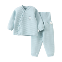 欢喜小熊婴儿衣服宝宝冬季内衣套装儿童睡衣秋冬三层保暖纯棉护肚高腰套 黄色 80码(10-18月身高73-80cm)