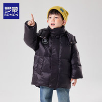 ROMON 罗蒙 儿童羽绒服男童连帽童装  黑色 8821