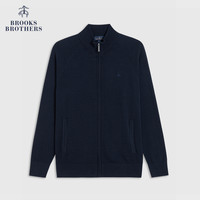 Brooks Brothers/布克兄弟男士秋冬季款纯棉休闲毛衣外套拉链开衫 4004-藏青色 XL