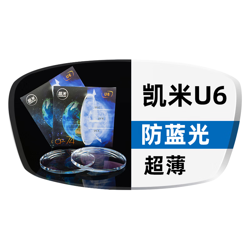  CHEMILENS/凯米 防蓝光 近视镜片套装+镜架  凯米镜片1.67(超薄)+镜架 1.67