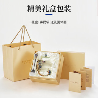 诺诗曼女生实用高级感水杯高颜值玻璃杯女士茶杯结婚 挚爱蓝色矮杯+盖+勺+精美礼盒