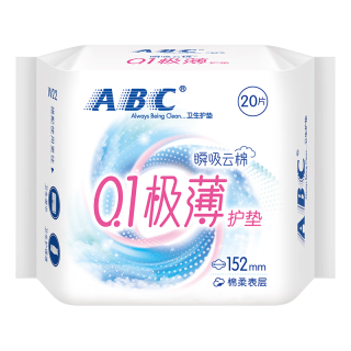 ABC 日夜用卫生巾 超薄透气 152mm 20片