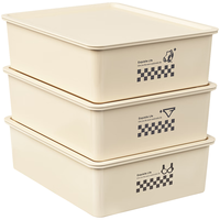 纳鸣内衣收纳盒家用宿舍抽屉式衣柜三合一分格带盖内裤袜子整理箱 奶油白-大号10格【送创意贴纸】