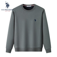 U.S. POLO ASSN.保罗卫衣男春秋款加绒休闲长袖t恤男士圆领卫衣套头男装 灰色 M/165（105-120斤左右）