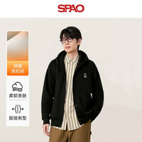 SPAO连帽开衫卫衣男女2025年冬季加绒加厚保暖防风外套SPWY25SJ07XY 米灰#SP海军熊-贴布绣 M