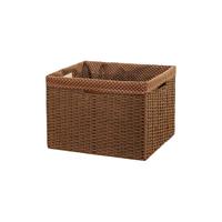 妙适收纳箱带盖藤收纳筐衣服整理框客厅玩具零食储物盒桌面杂物衣物 咖色波点内衬 特大号【41*30*28】cm