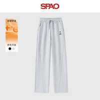SPAO加绒阔腿香蕉裤男女2025冬季新款高腰保暖直筒休闲裤SPCK25AK02XY 黑#SP象牙熊-贴布绣 M