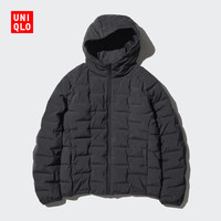 优衣库男装女装PUFFTECH空气棉服连帽外套夹克470118 09 黑色