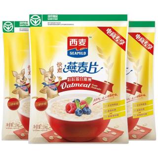 西麦 快煮燕麦片1kg原味煮食大片0添加蔗糖高蛋白质营养早餐食品