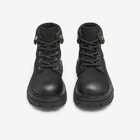 BASTO 百思图 24冬运动马丁靴粗跟女短靴W0773DD4 黑色