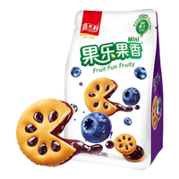 嘉士利果乐果香夹心早餐饼干迷你小圆饼干水果酱办公室休闲零食下午茶 果乐果香夹心款 85g *8（蓝莓味）