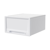 稻草熊抽屉式收纳盒塑料收纳柜可叠加衣柜衣服整理箱内衣衣物收纳箱子 2055【深31*宽22.5*高12cm】 纯白【4个装】