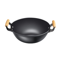 林熹记 陆川传统铁锅 双耳炒锅加深家用无涂层铸铁锅平底炖锅炒菜不粘锅 34cm加深铁锅(带盖铲子) 34cm
