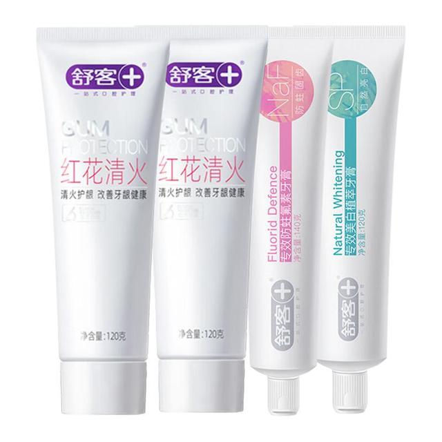 舒客 酵素美白牙膏家庭装到手7件 640g*1套