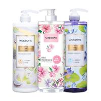  屈臣氏 watsons 沐浴露套装 (樱花珍珠莹润1L+睡莲水润1L+山羊奶柔润1L)