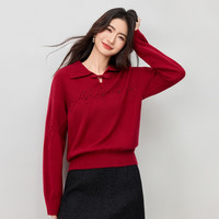 尚都比拉优雅国风盘扣毛衣女冬季含绵羊毛保暖厚针织衫翻领宽松显瘦上衣