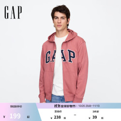 Gap 盖璞 男女装2025春季字母logo拉链连帽卫衣多色外套美版868454 海棠红 L 美码 XL亚洲码185/104A