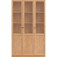 林氏家居家用客厅带门展示柜北欧原木风两门落地书柜储物柜NG11X 【原木色】NG13X-A三列双门书柜