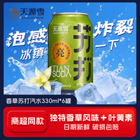 天源雪 SKYRAIN 气泡苏打水清爽香草味330ml*6罐