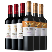 MONTES 蒙特斯 智利原瓶进口红酒 蒙特斯红葡萄酒 750ml 限量精选3瓶+天使3瓶共6瓶组合装