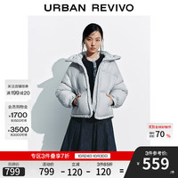 UR2025冬季女装简约休闲绗缝连帽宽松羽绒服UYL150074 浅蓝 L
