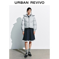 UR2025冬季女装简约休闲绗缝连帽宽松羽绒服UYL150074 浅蓝 M