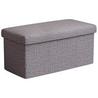 洁百纳收纳凳子储物凳可坐成人沙发凳子换鞋凳收纳箱家用可折叠整理箱子 深灰色-正方形16L【优质棉麻】