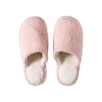 MINISO 名创优品 简约毛绒厚底棉拖2021年新款男女冬天居家室内拖鞋 39-40码 粉色