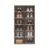 MAYIHEZI 蚂蚁盒子 MAYI BOX 蚂蚁盒子 MAYIHEZI) 免安装可折叠鞋盒子透明茶色塑料鞋柜