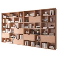 旺家星 实木书架置物架落地客厅靠墙书柜全实木分层架墙面立式格架博古架诧寂风 长120cm*宽30cm高200cm（全实木）