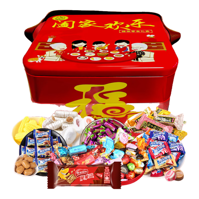 阿尔卑斯 徐福记喜糖果巧克力紫皮混合口味零食年货礼盒1180g阖家欢乐