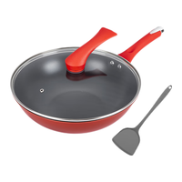 神田红钛炒锅钛锅无涂层不粘锅钛合金炒菜锅平底煎锅燃气灶电磁炉通用 钛合金红钛（含锅盖） 32cm