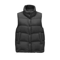 坦博尔羽绒服马甲女立领宽松短款外搭羽绒背心外套TD336006 黑色 165