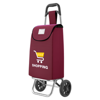百草园买菜手拉车购物车拉杆家庭用拖车老年人出行便携车可折叠大容量 【简约更轻便】-枣红色