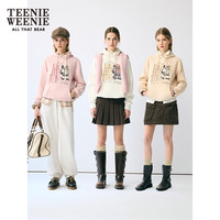 Teenie Weenie小熊卫衣女2025秋冬学院风大熊加绒套头连帽外套 浅粉色 【毛圈款-舒适棉感】 XS