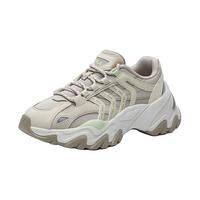 FILA 斐乐女鞋鱼刺2代老爹鞋反光休闲鞋时尚复古厚底增高鞋运动鞋女 银云/羽毛灰-SF 37.5