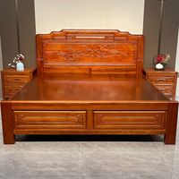 千禧盛世 金花梨木床1.5m实木仿古双人床1.8米雕花大床古典卧室家具