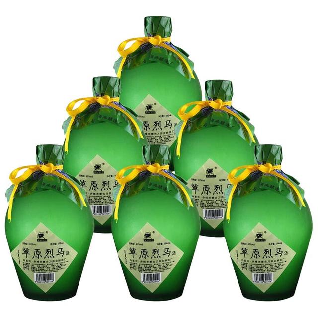 草原烈马 闷倒驴 绿磨砂瓶 62%vol 清香型白酒 500ml 单瓶装