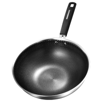 美的（Midea）炒锅304不锈钢炒菜锅蜂窝锅不粘锅家用平底锅电磁炉明火 不含锅盖 | 加长手柄 | 30cm