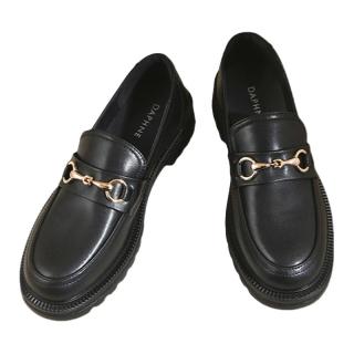 88VIP：达芙妮 乐福鞋英伦风小皮鞋女黑色鞋子女2023年一脚蹬通勤单鞋