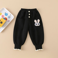 婧麒 女宝宝裤子加绒运动裤秋冬季外穿休闲裤长裤儿童百搭卫裤新款