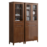 青木川实木书柜书架靠墙角柜防尘夹缝窄电视柜边柜客厅收纳柜高柜置物架 两门