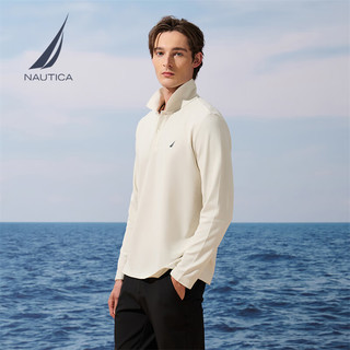 诺帝卡（NAUTICA）【火山岩】男装25秋冬经典百搭亲肤保暖长袖POLO男KE5301 白色1BW S