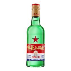 红星 二锅头纯粮白酒 65度 500mL 1瓶 高度绿瓶大二