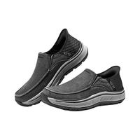 斯凯奇（SKECHERS）男士舒适通勤商务鞋休闲户外帆布鞋204839 黑色224 42.0